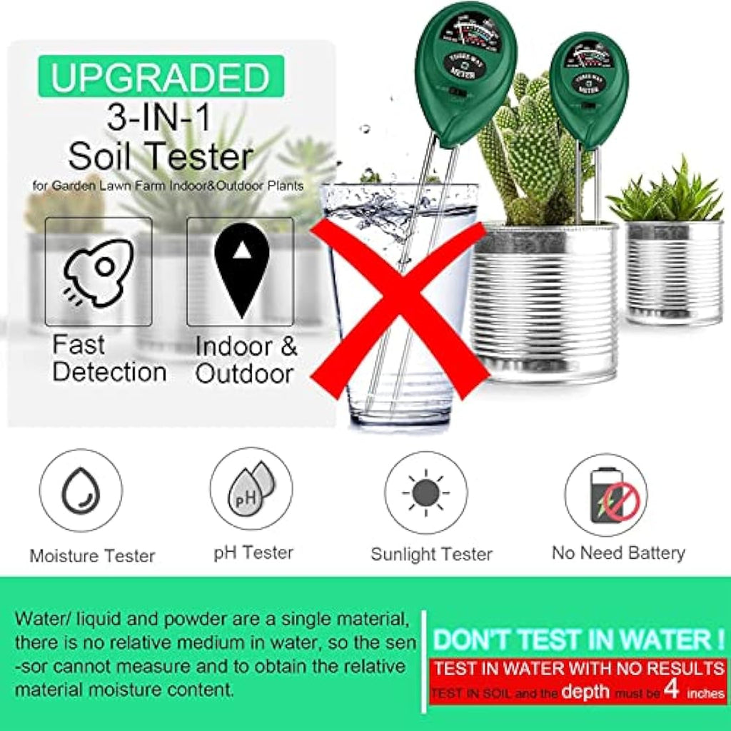 LIUNOVIP 3-in-1 Soil PH Meter | Moisture & Light Plant Tester Kit