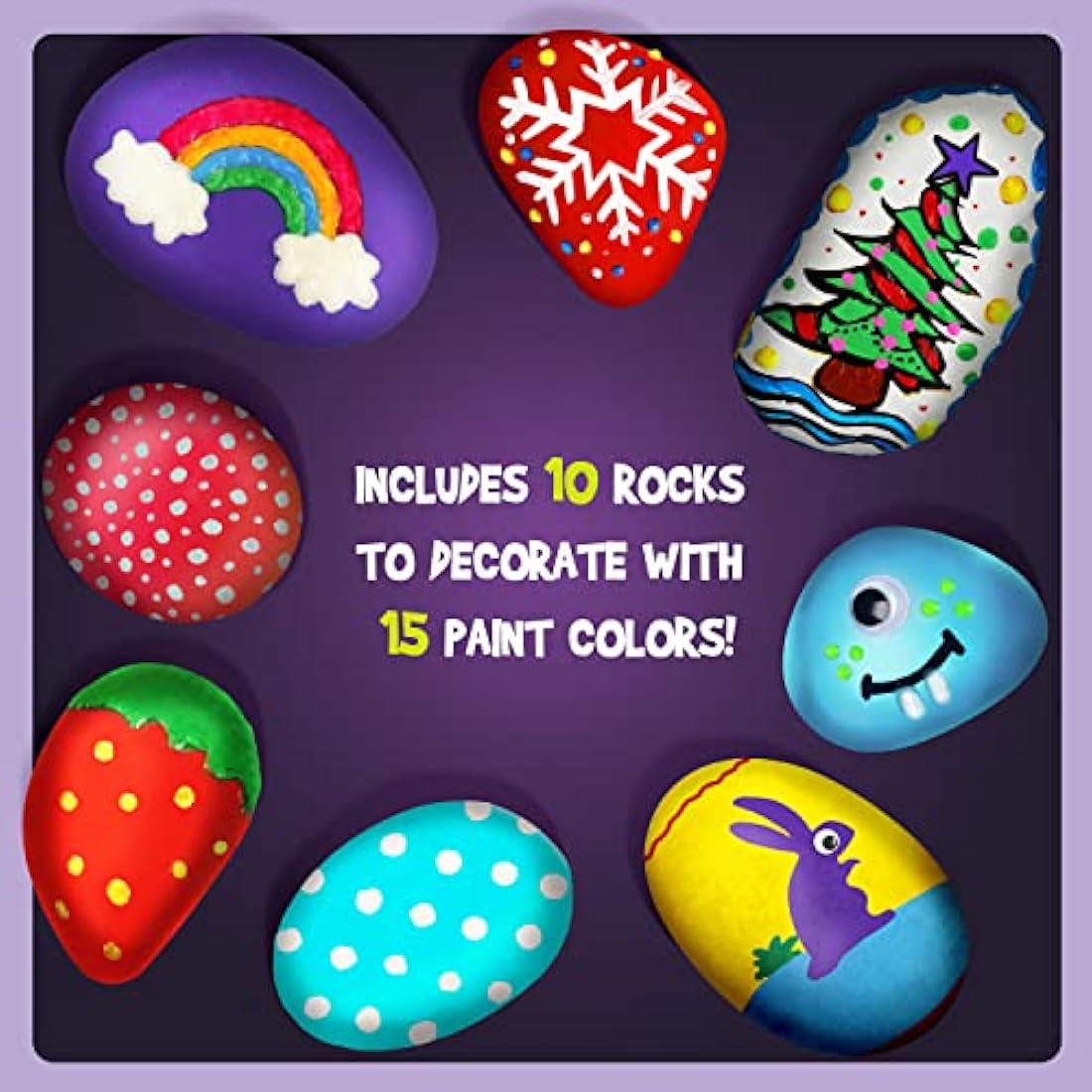 Jolof Store Rock Painting Kit – Glow in The Dark Arts and Crafts for Kids