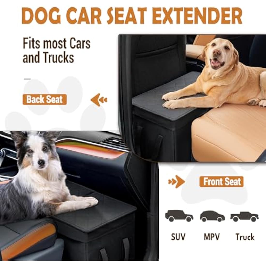 UNICITII Dog Car Seat Extender | Large Pet Gap Filler & Storage Organizer