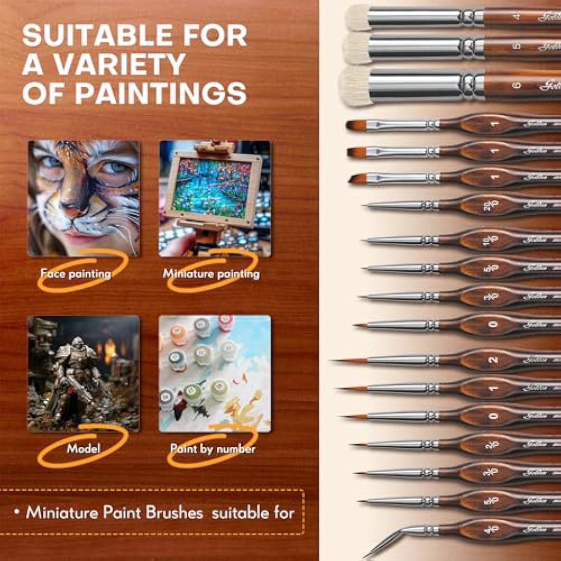 Golden Maple 18PCS Miniature Detail Paint Brush Set – Cocoa Brown