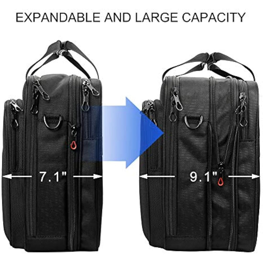 KROSER 18 Inch Laptop Briefcase | Expandable Water-Repellent Bag - Black