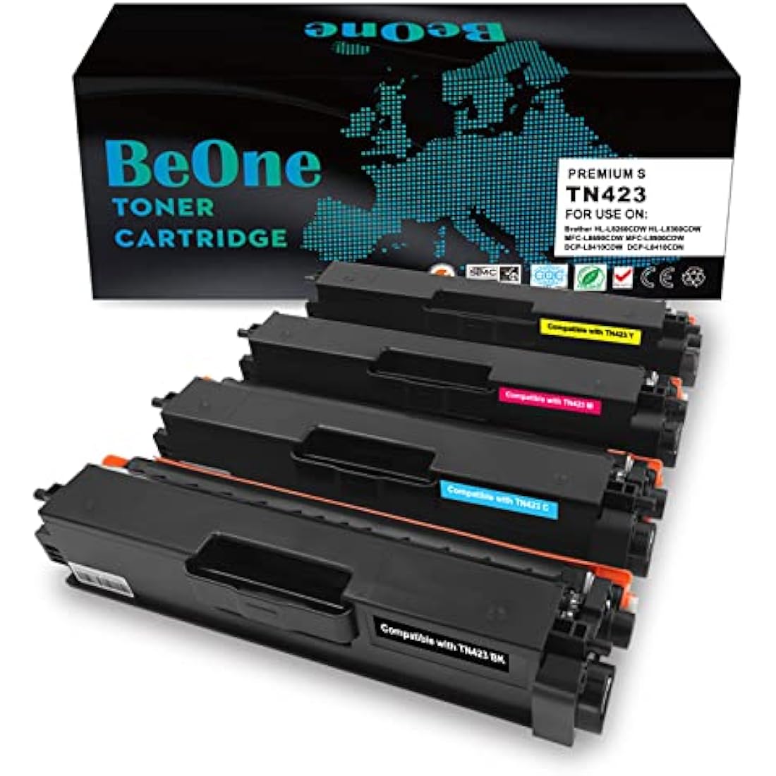 BeOne TN423 TN421 Compatible Toner Cartridges for Brother Printers, 4-Pack