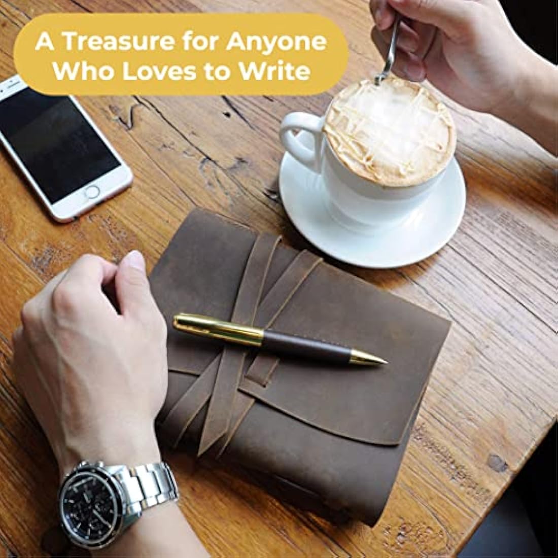 Jolof Store Handmade Leather Journal Gift Set | A5 Travel Diary with Pen