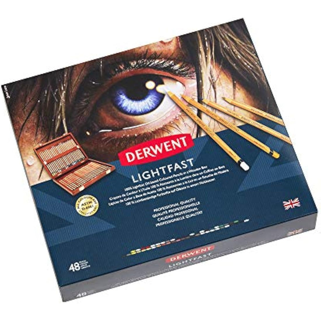 Derwent Lightfast Colouring Pencils | 48 Oil-Based Set in Wooden Box