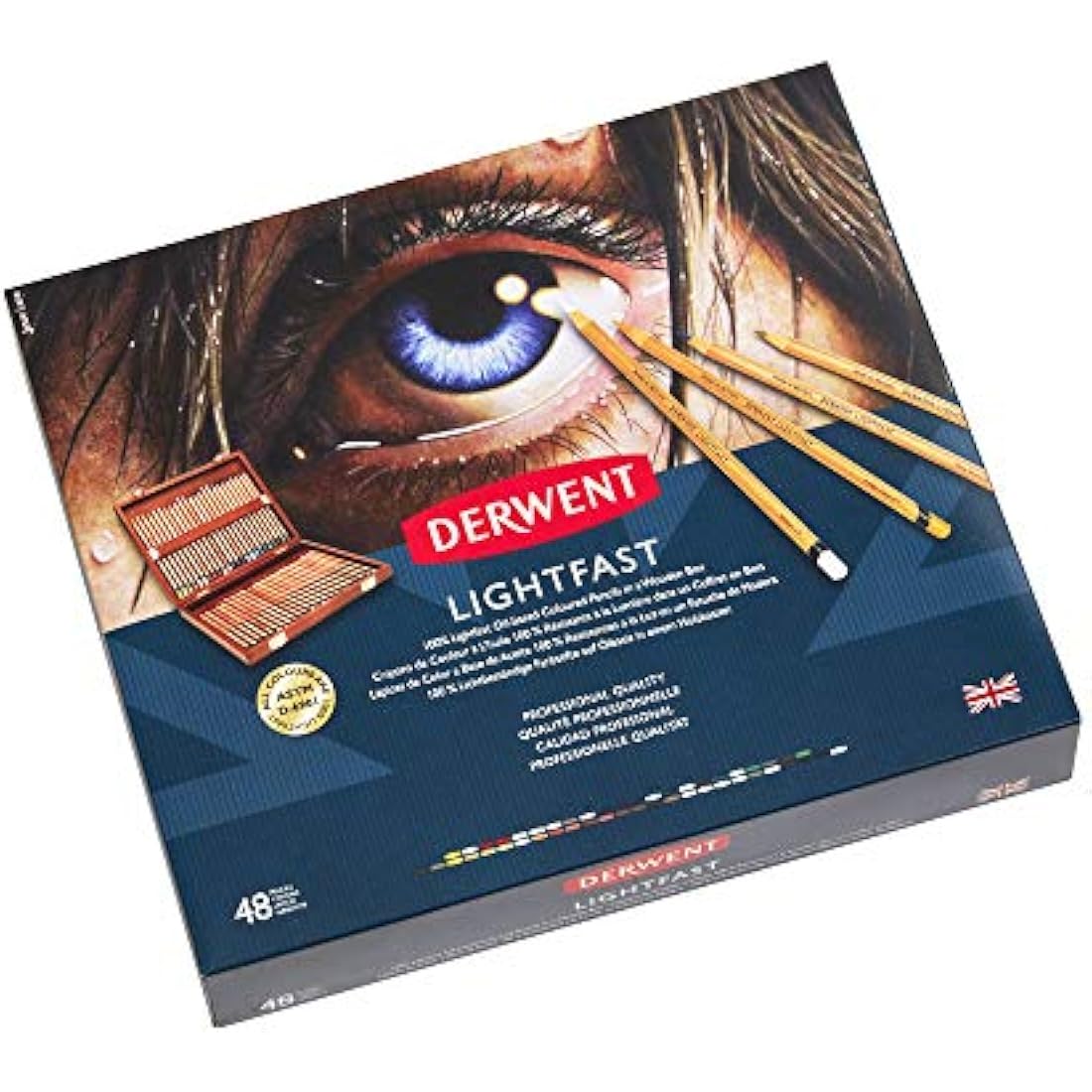 Derwent Lightfast Colouring Pencils | 48 Oil-Based Set in Wooden Box