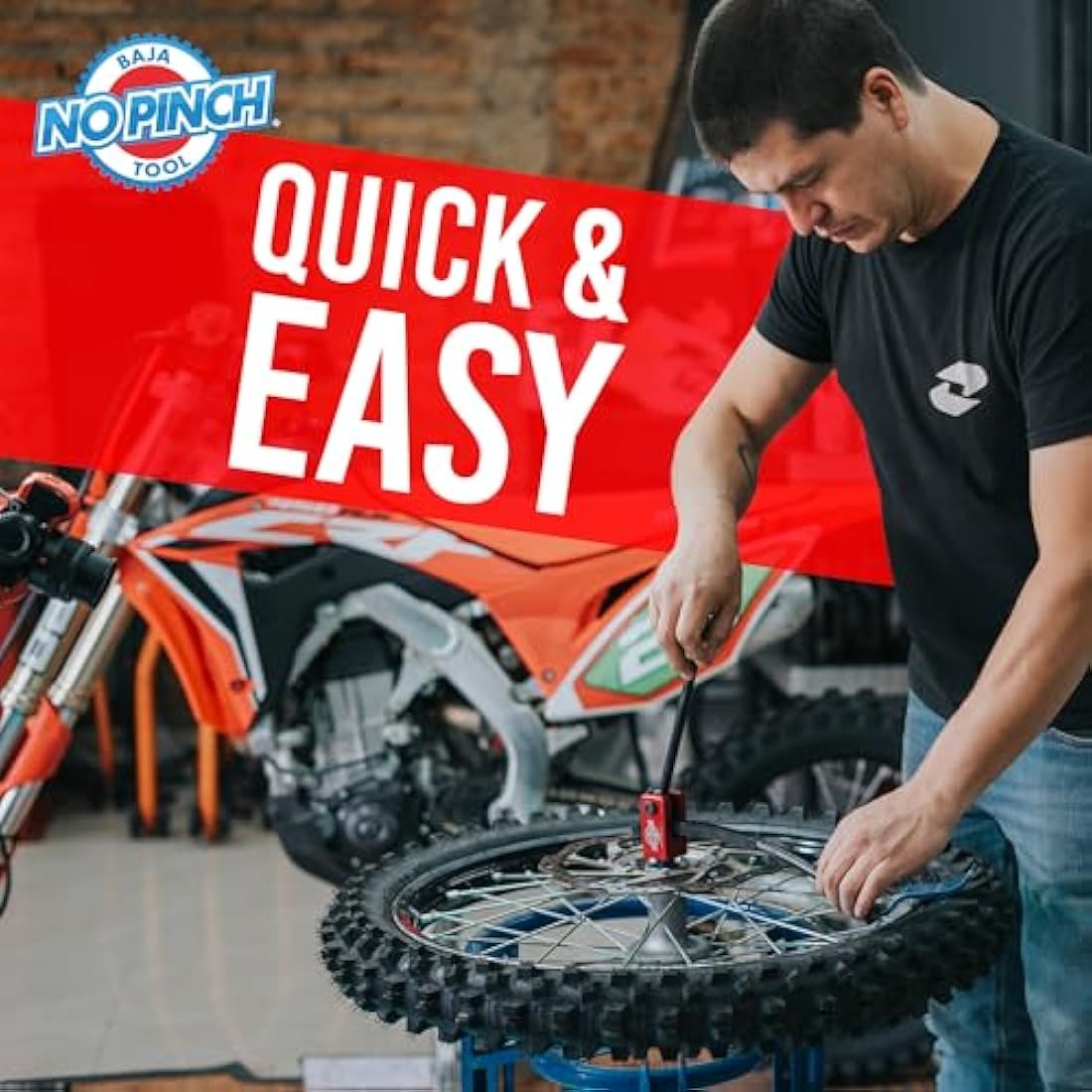 Baja No Pinch Dirt Bike Tyre Changer Tool Kit - 20mm Axle Repair Set