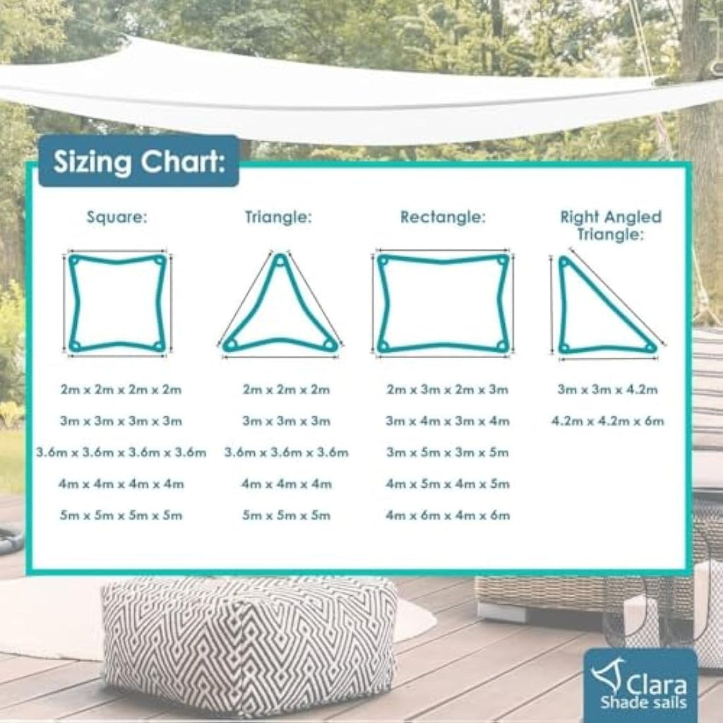 Clara Shade Sails | 6x4m White Rectangle Waterproof Garden Canopy