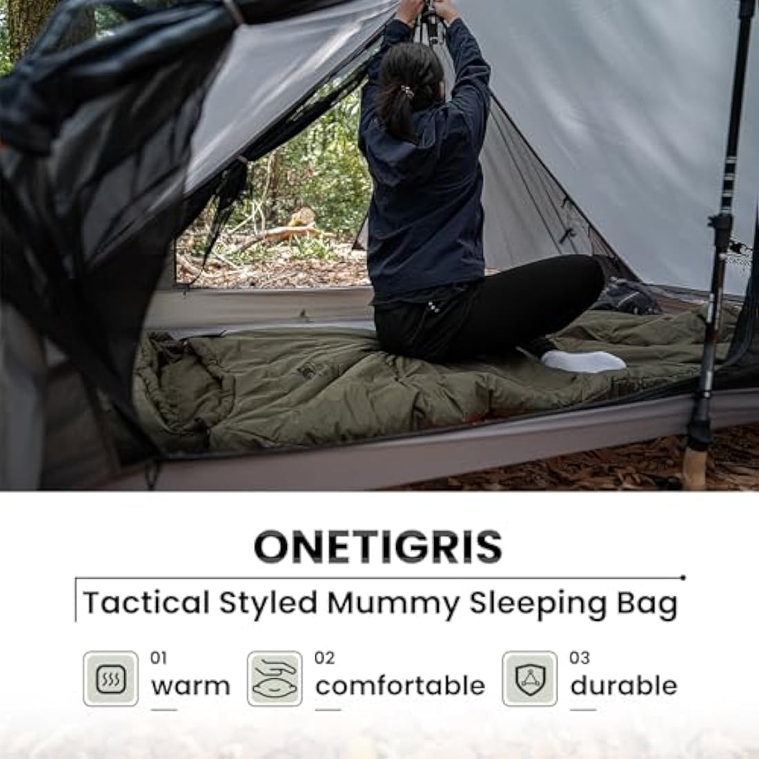 OneTigris Mummy Sleeping Bag – 3-Season Water Repellent Survival Gear