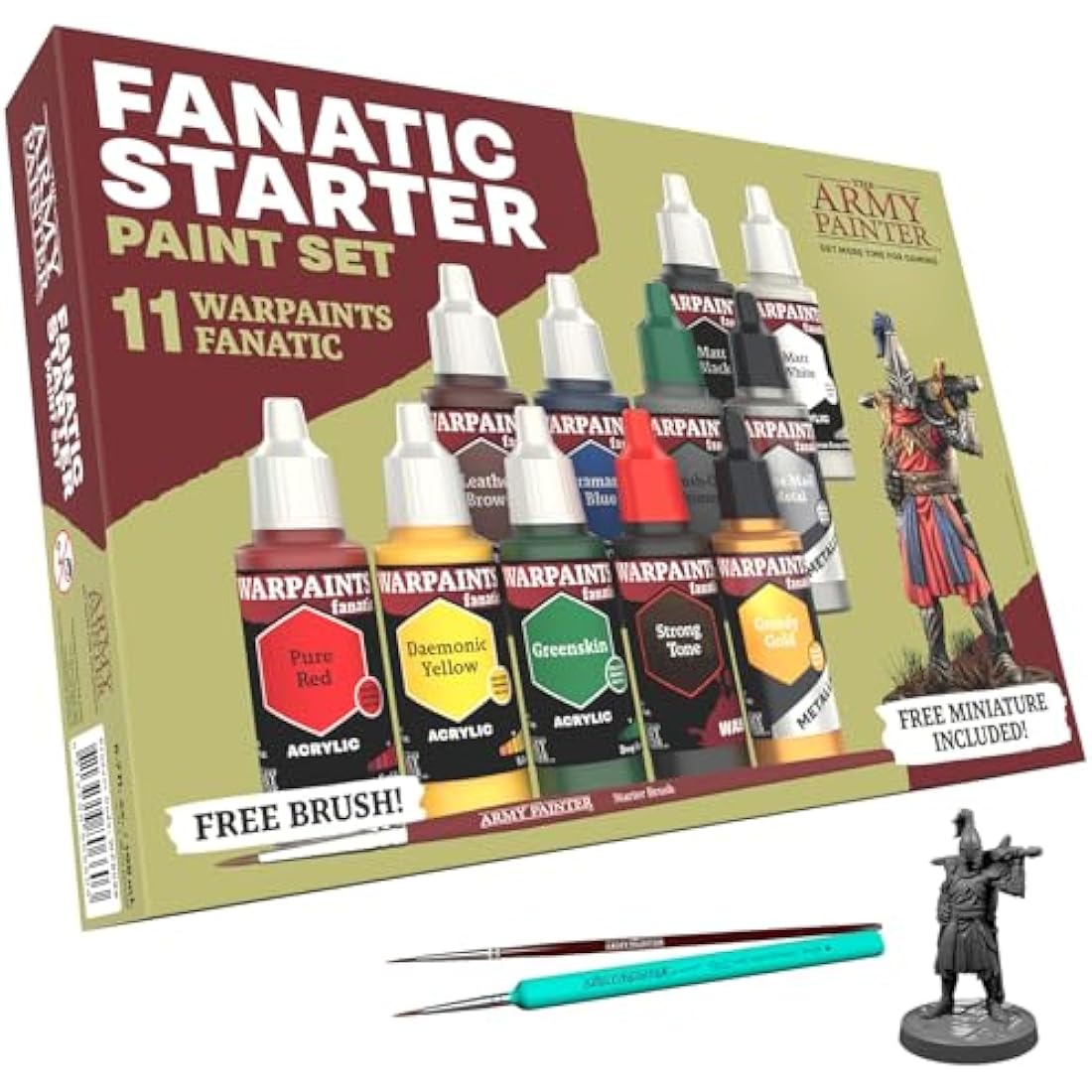 The Army Painter Warpaints Fanatic Starter Set - 11 Paints & Miniature