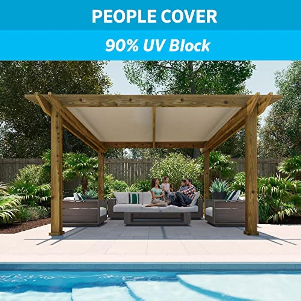 Coolaroo 90% UV Protection Shade Fabric – 12' x 50' Outdoor Privacy, Wheat