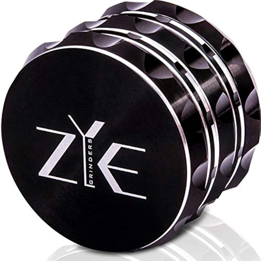 ZYE 4-Piece Herb Grinder – 2.5" Anodized Aluminium with Storage – Black