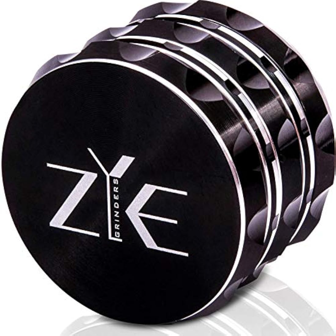 ZYE 4-Piece Herb Grinder – 2.5" Anodized Aluminium with Storage – Black
