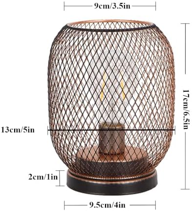 TRIROCKS Set of 2 Battery Operated Table Lamps | Vintage Metal Lanterns