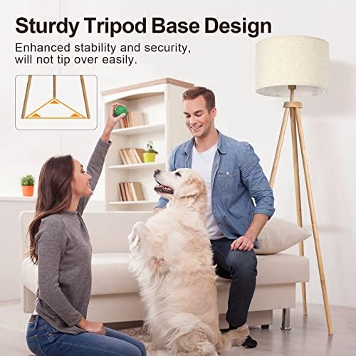 OUTON Tripod Floor Lamp – Dimmable LED Wood Standing Light with Remote