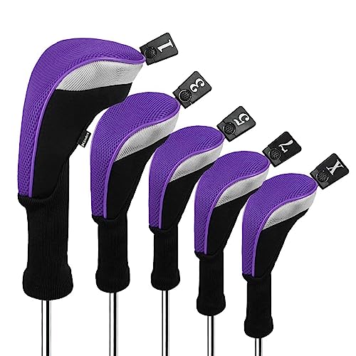 Andux Golf Club Head Covers - 5pc Set for 460cc Driver & Fairway Woods
