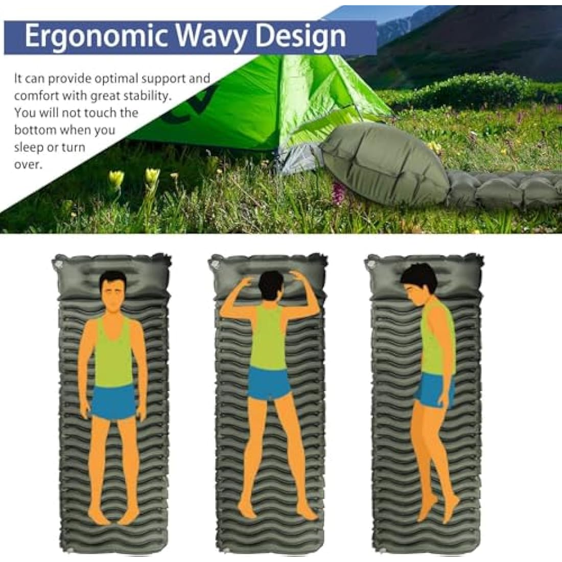 Unigear Ultralight Inflatable Sleeping Pad – Compact 40D Nylon Camping Mat