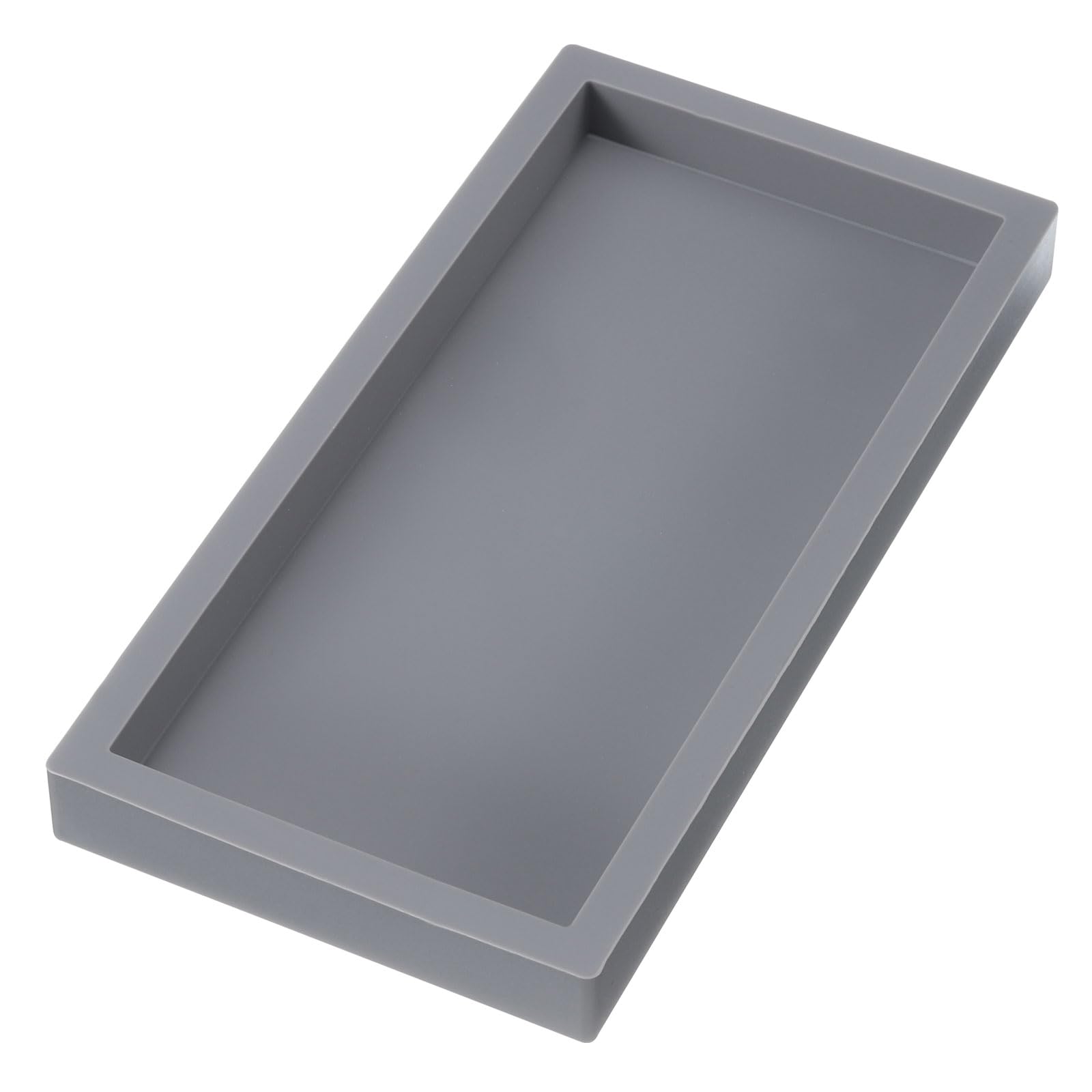 PATIKIL Silicone Bathroom Tray | 8" Soap Dispenser & Jewelry Organizer, Grey