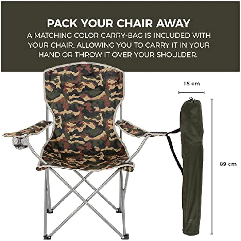 Highlander Camping Chair – Lightweight Folding Steel Chair with Cup Holder