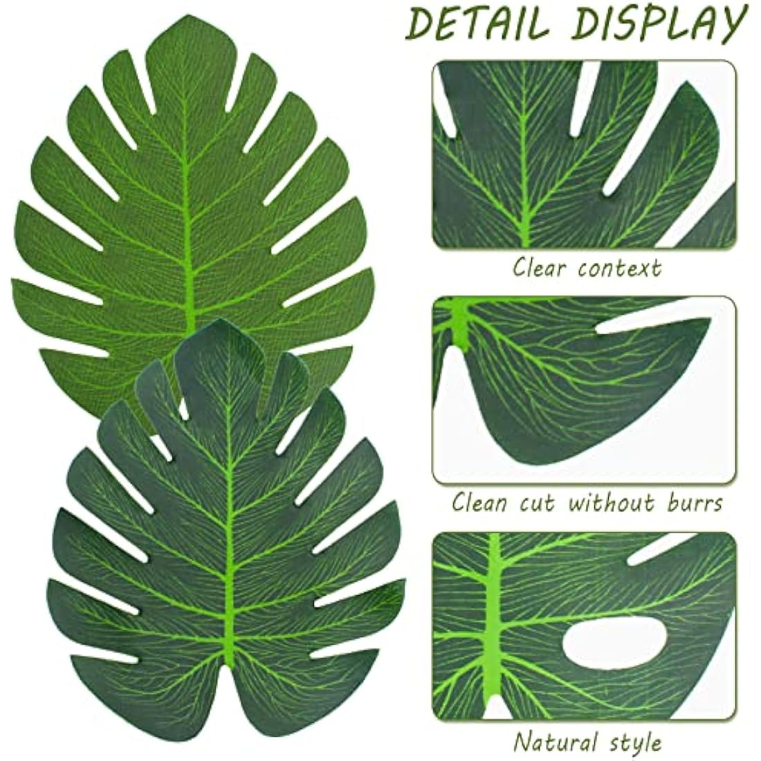 Bubuyun 48Pcs Artificial Tropical Monstera Palm Leaves for Jungle Party Decor