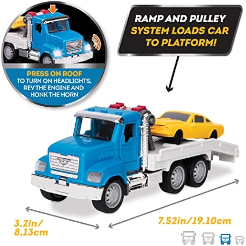 Driven by Battat 7-Inch Tow Truck Toy with Lights, Sounds & Ramp