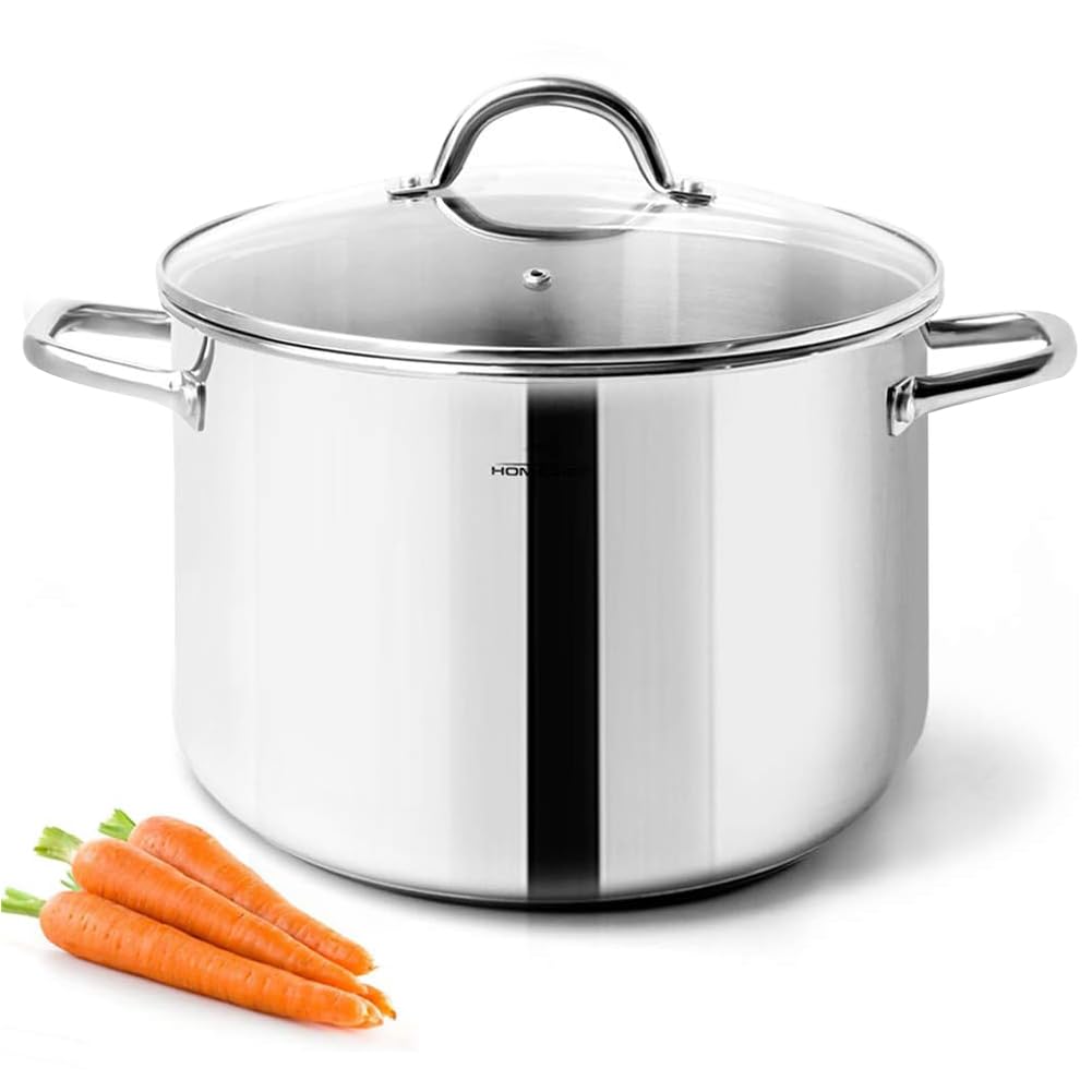 HOMICHEF Nickel Free Stainless Steel Stock Pot with Lid - 5.7L / 6QT