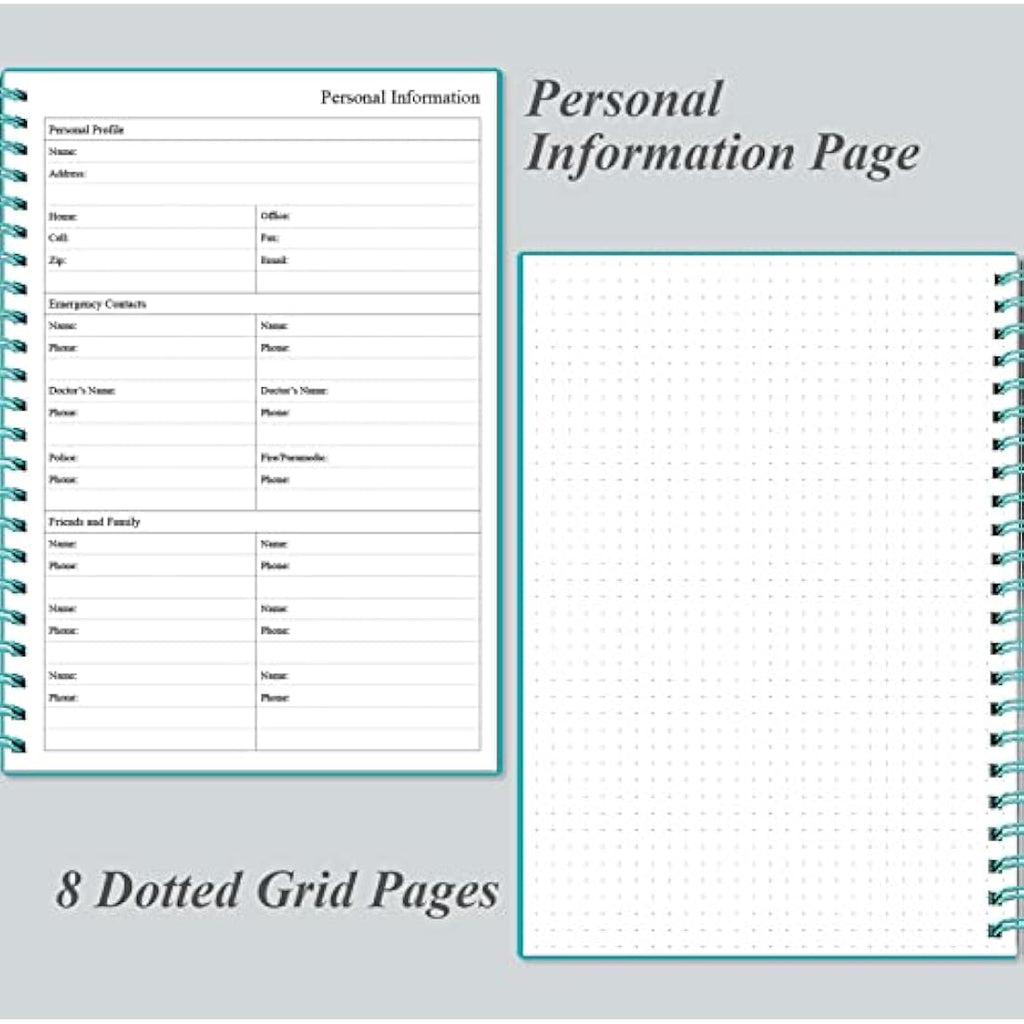 Jolof Store Undated Daily Planner – A5 Spiral To Do List Notebook, Teal
