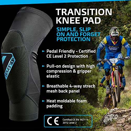 7iDP Transition Knee Pads – Lightweight MTB & BMX Armor - Black/Blue (S)