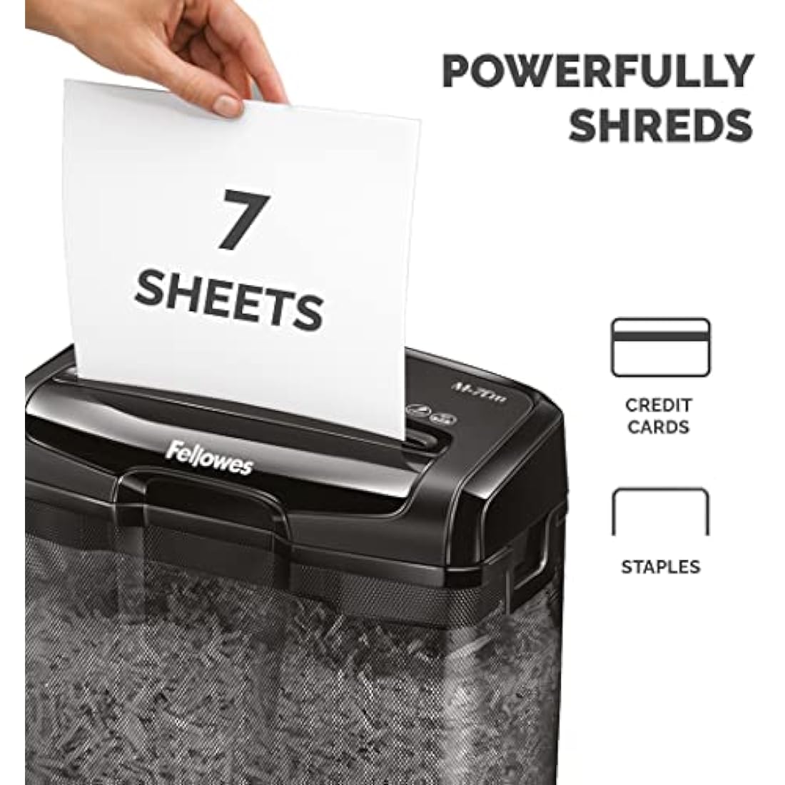 Fellowes Powershred M-7CM 7-Sheet Cross-Cut Paper Shredder | Black