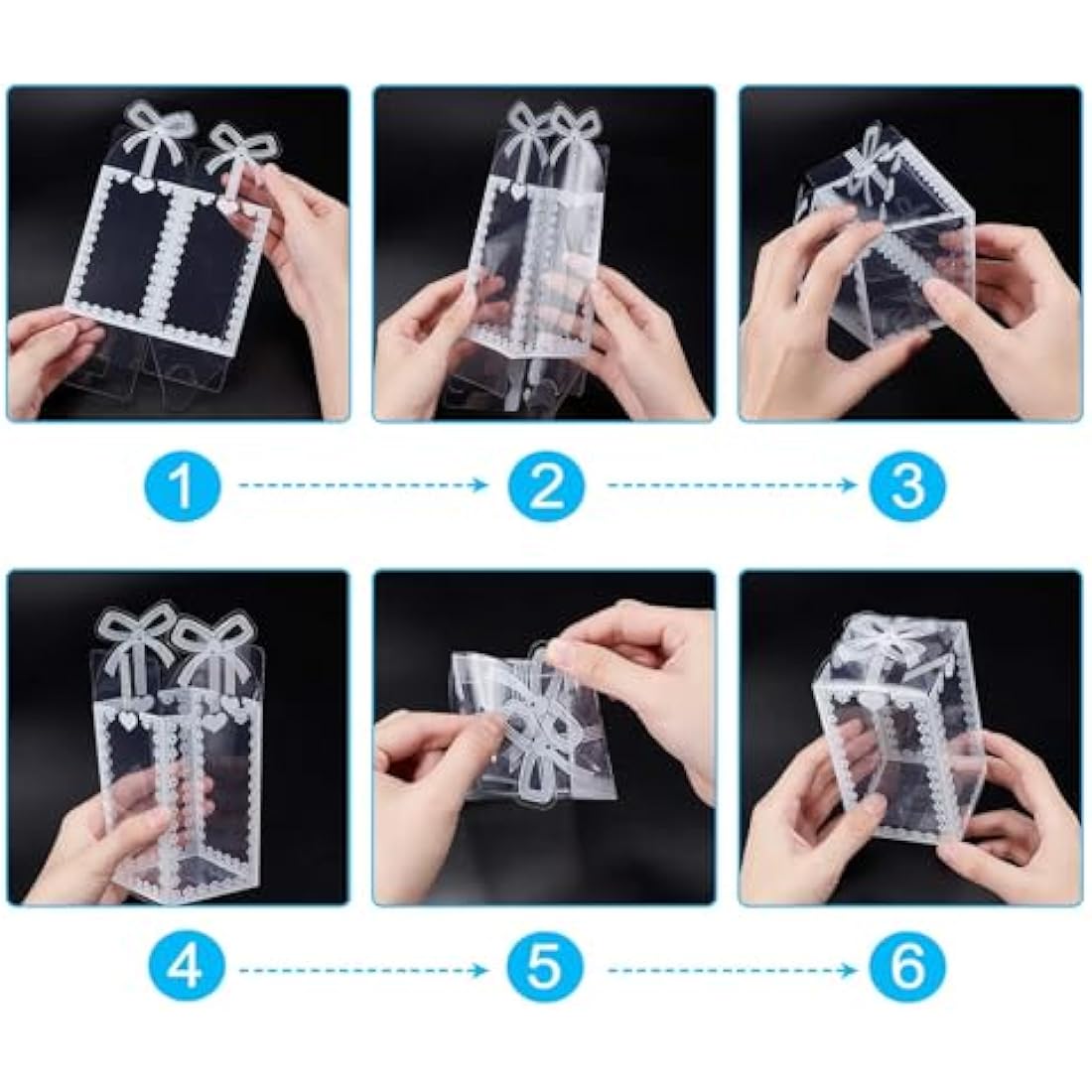 BENECREAT 24PCS Clear PVC Gift Boxes with Bowknot for Party Favors