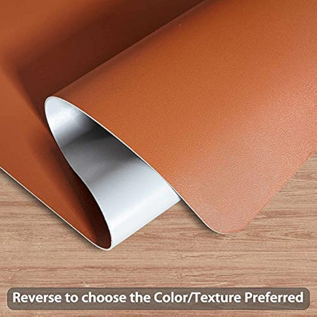 DOBAOJIA Dual-Side PU Leather Desk Pad – XXL Waterproof Mouse Mat, Brown/Grey