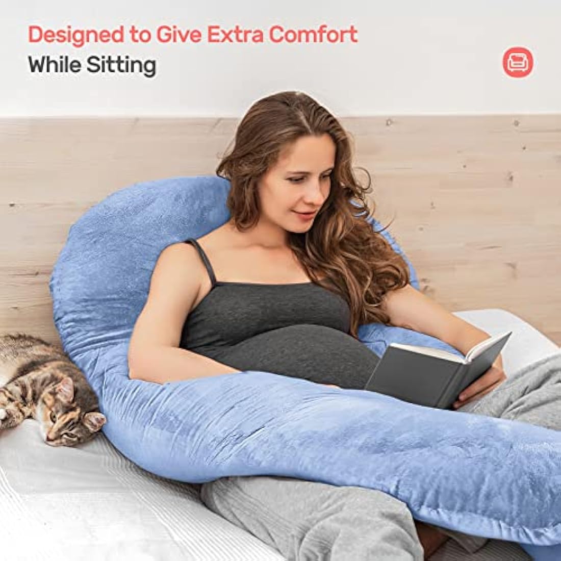 Nuliie U-Shaped Pregnancy Pillow | Full Body Maternity Support - Blue