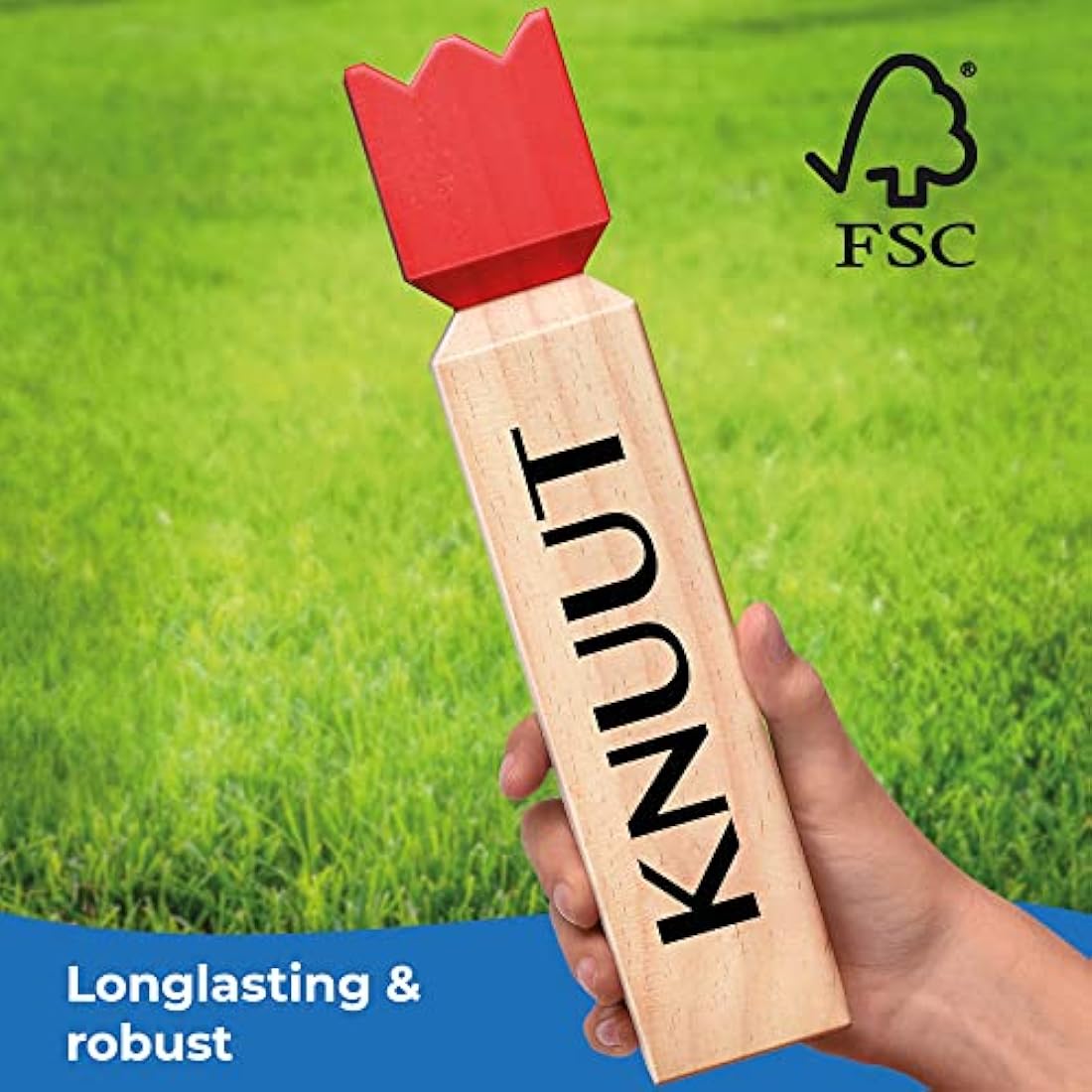Toyfel Knuut XXL Kubb Game - FSC Pine Wood Outdoor Set with Carrying Bag