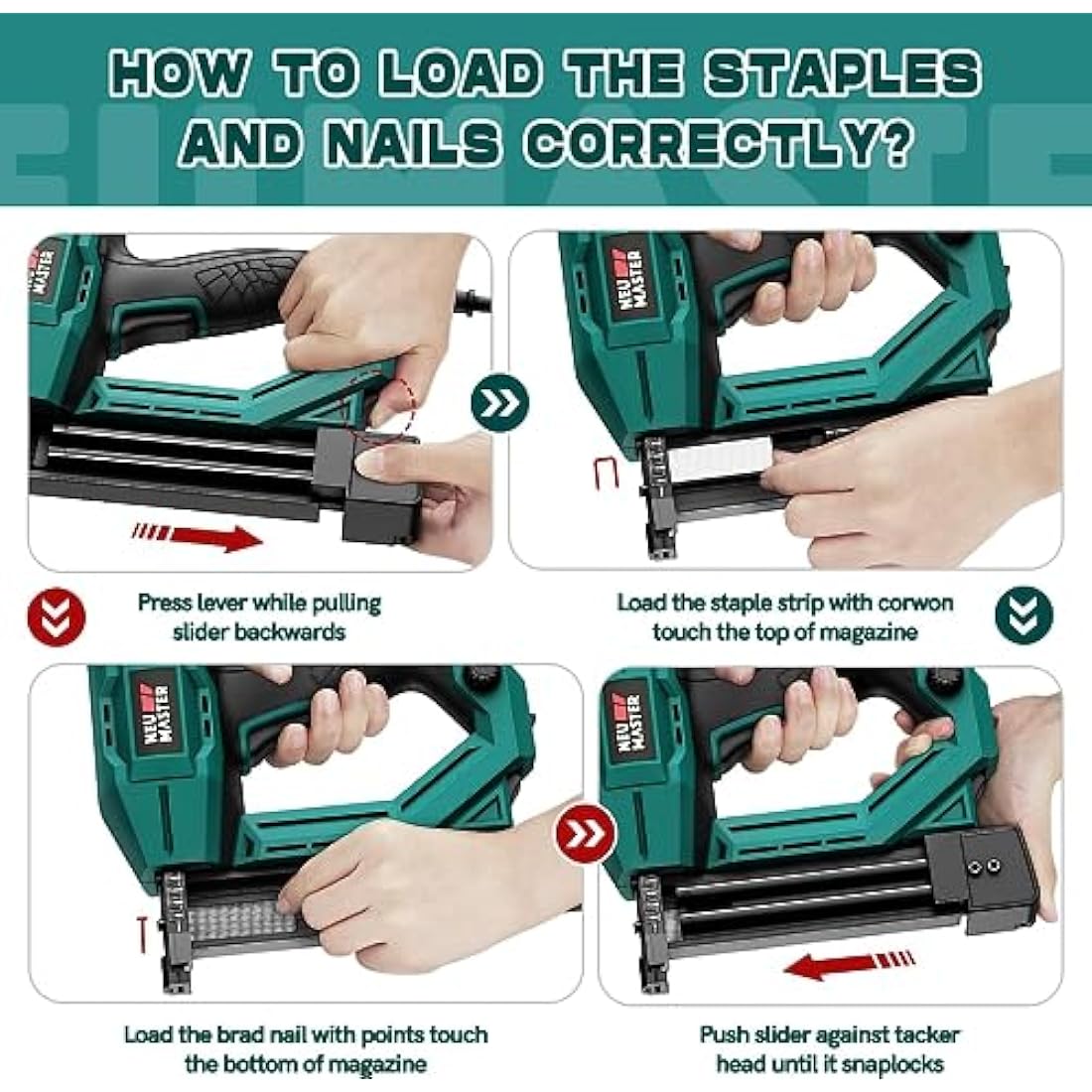 NEU MASTER 2-in-1 Electric Brad Nailer & Staple Gun for DIY Woodworking