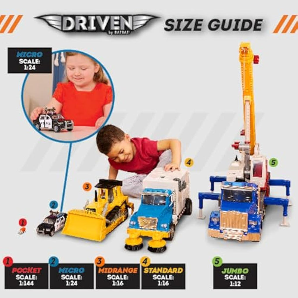 DRIVEN Micro Telehandler – Toy Crane Truck with Lights and Sound