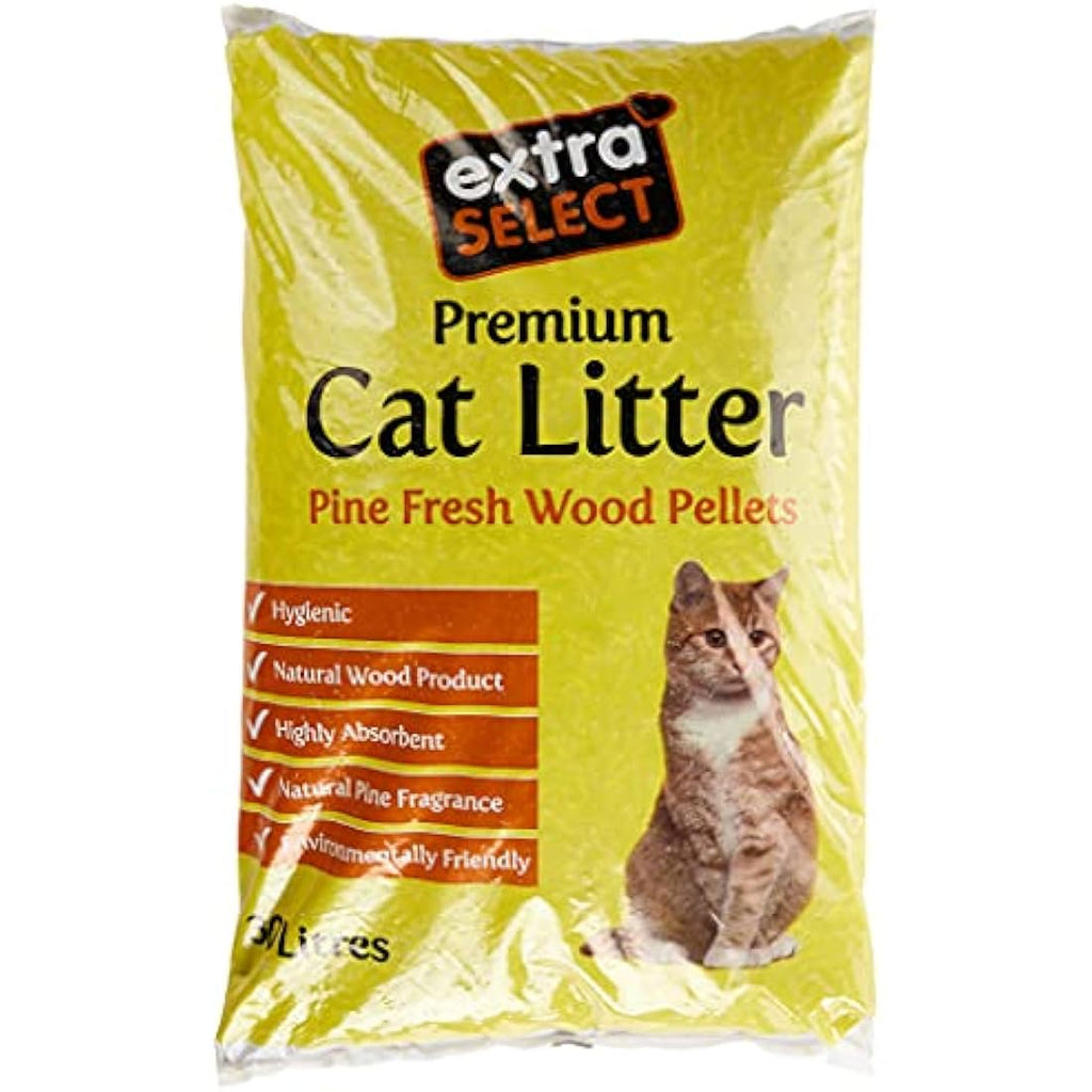Extra Select Wood Cat Litter – 30L Biodegradable Pine Pellets