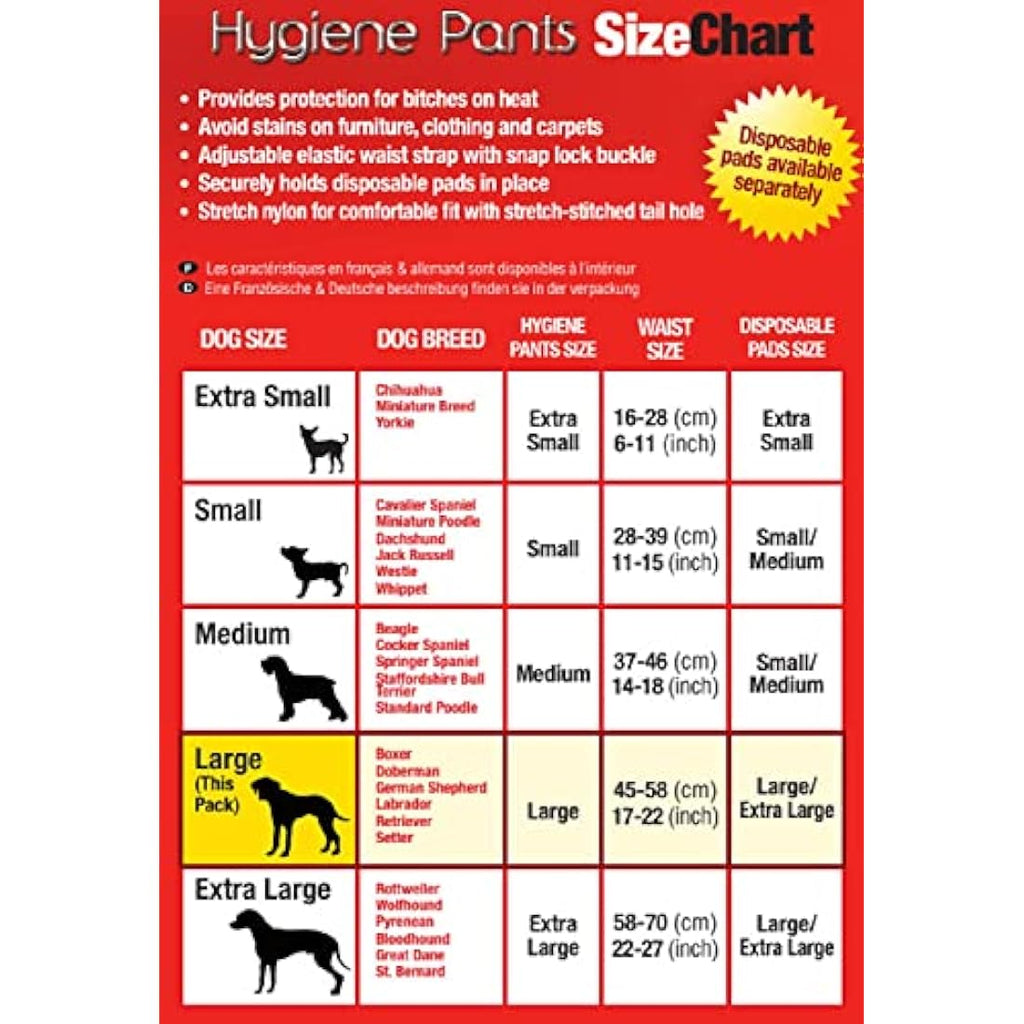 Mikki Dog Hygiene Pants - Large Reusable Heat Knickers for Bitches