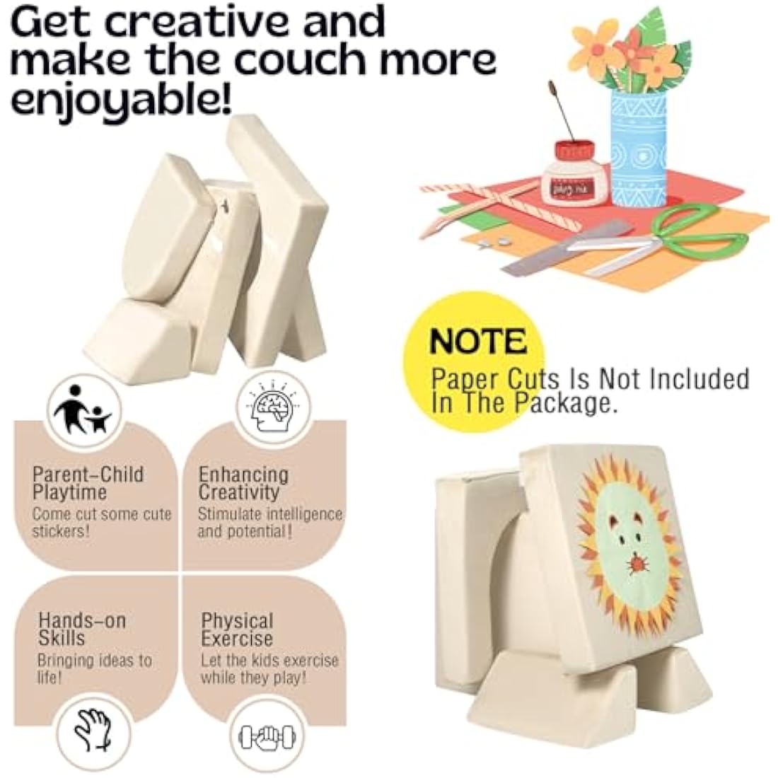 MeMoreCool 10-Piece Kids Play Couch – Modular Foam Toddler Sofa, Beige