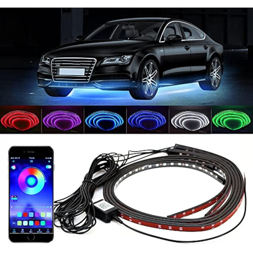 GDICONIC RGB LED Underglow Car Light Kit | App Control Neon Strip Lights