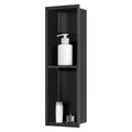 Sunrik Black Stainless Steel Recessed Shower Niche - 60x20x10cm