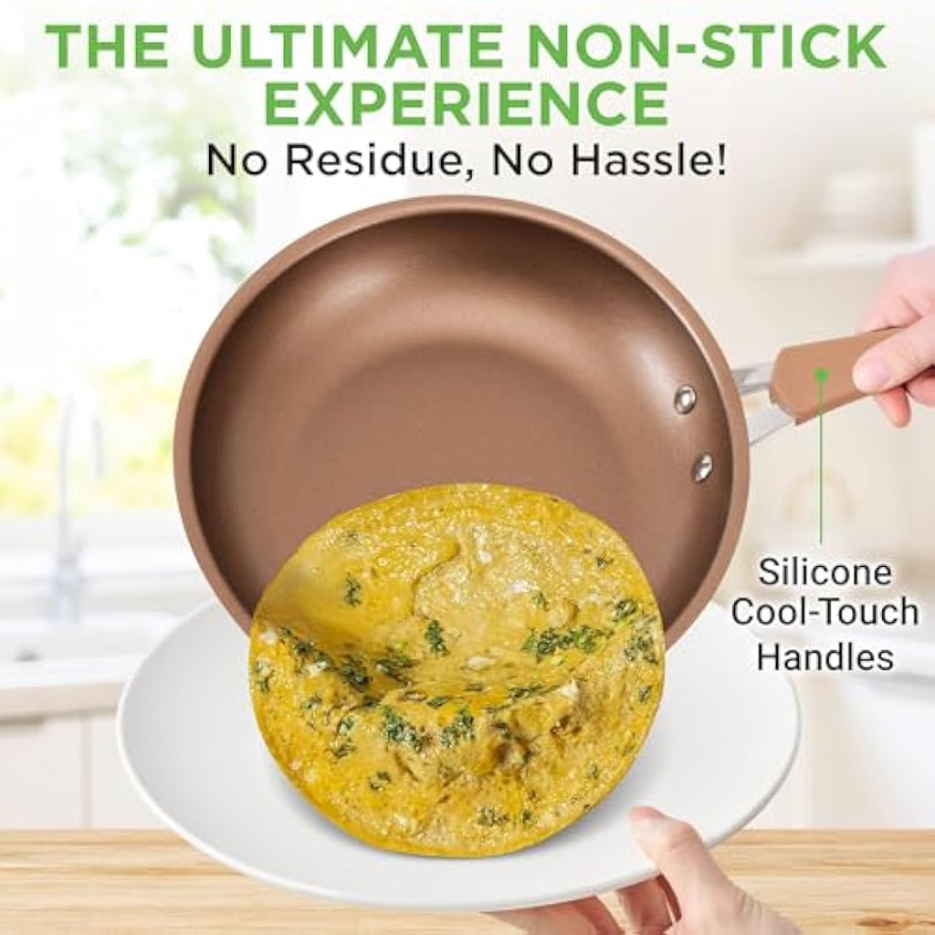 NutriChef 20-Piece Non-Stick Cookware and Bakeware Set - Gold Induction