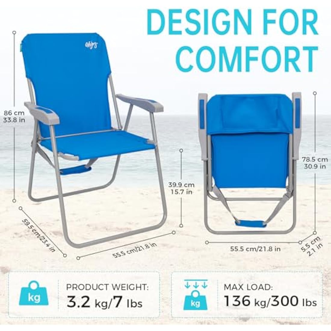#WEJOY Folding Beach Chair – Lightweight High Back Portable Camping Chair