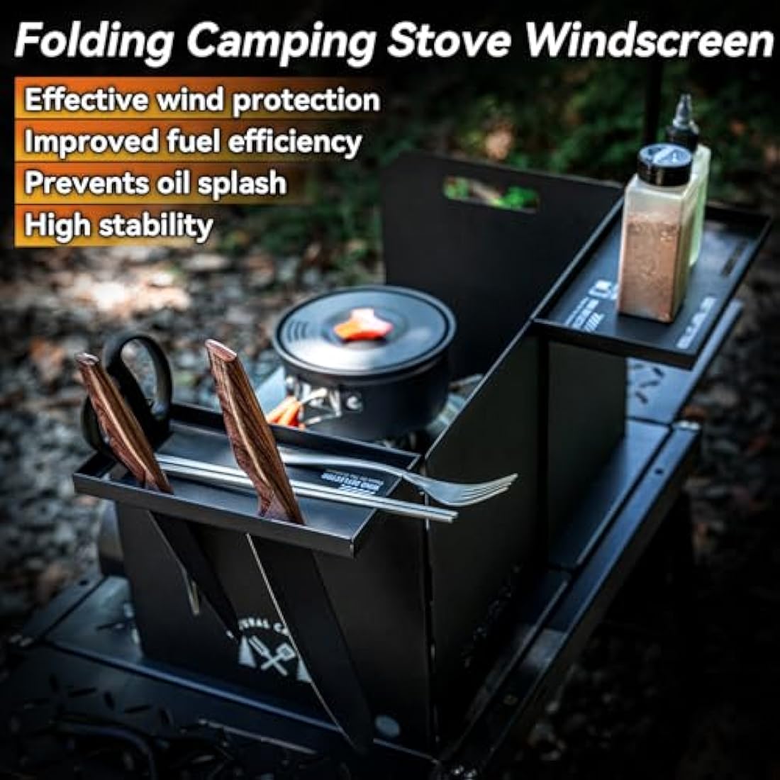 HIKEMAN Folding Camping Stove Windshield – Portable Steel Windscreen