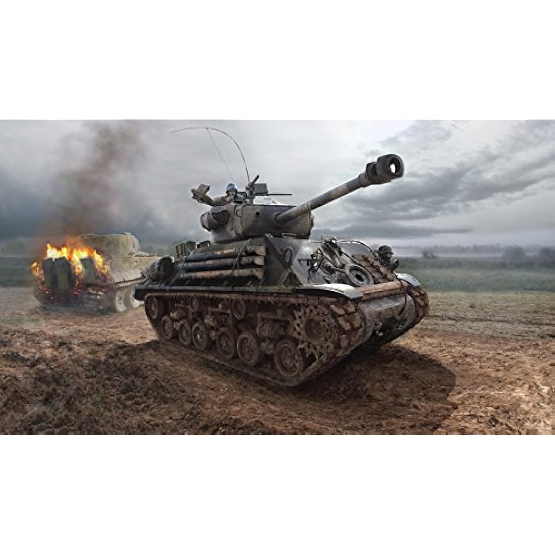 Italeri M4A3E8 Sherman Fury Tank Model Kit - 1/35 Scale Military Tank