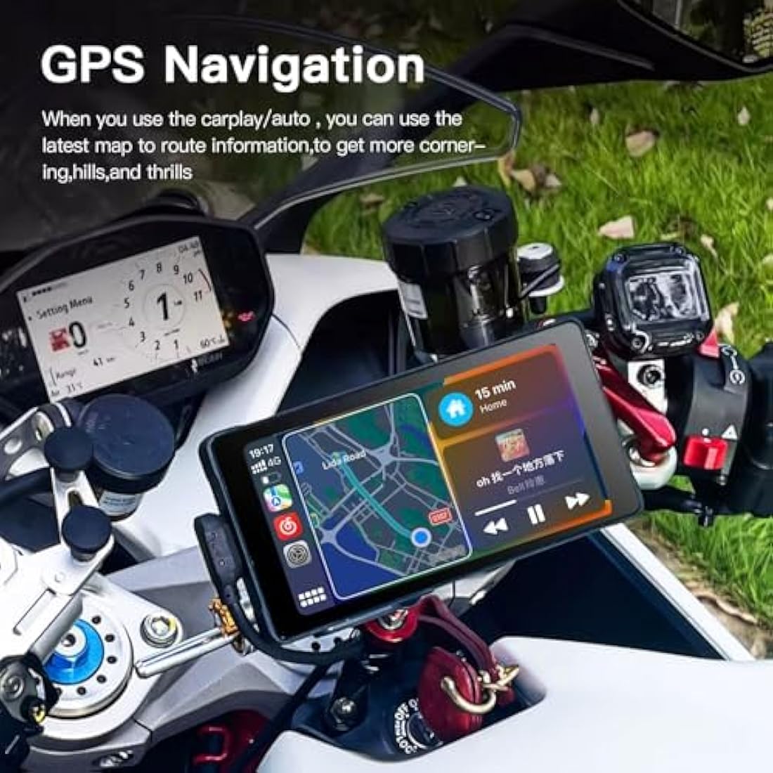 CARabc 5" Motorcycle Wireless CarPlay & Android Auto GPS Screen | IPX7
