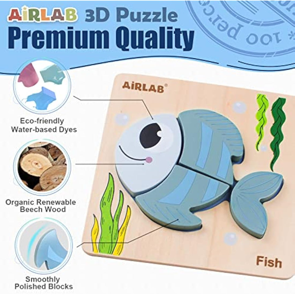Airlab Montessori Wooden Jigsaw Puzzles – 4 Pack Ocean Sensory Toys