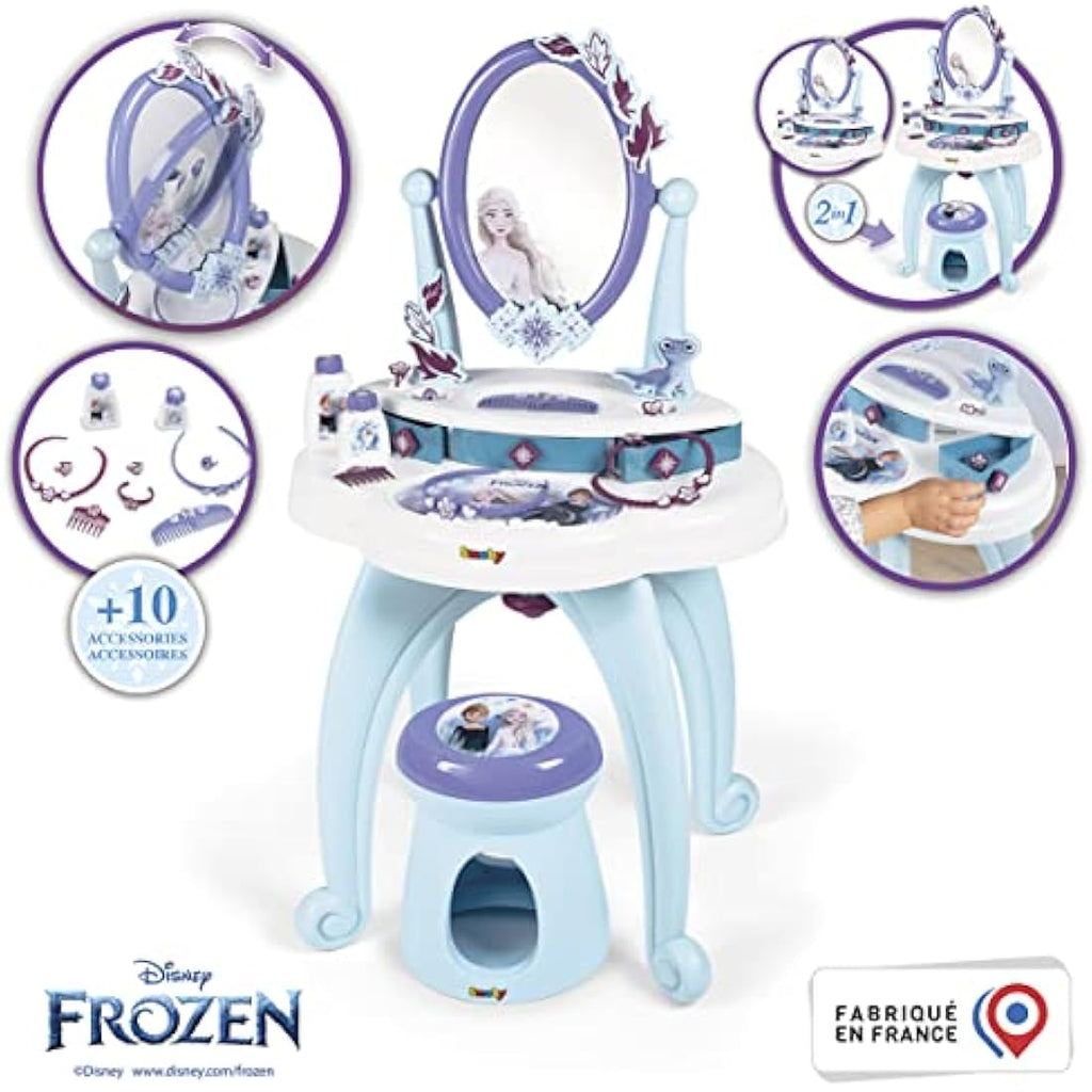 Smoby Disney Frozen 2-in-1 Hairdressing Table & Vanity with 10 Accessories