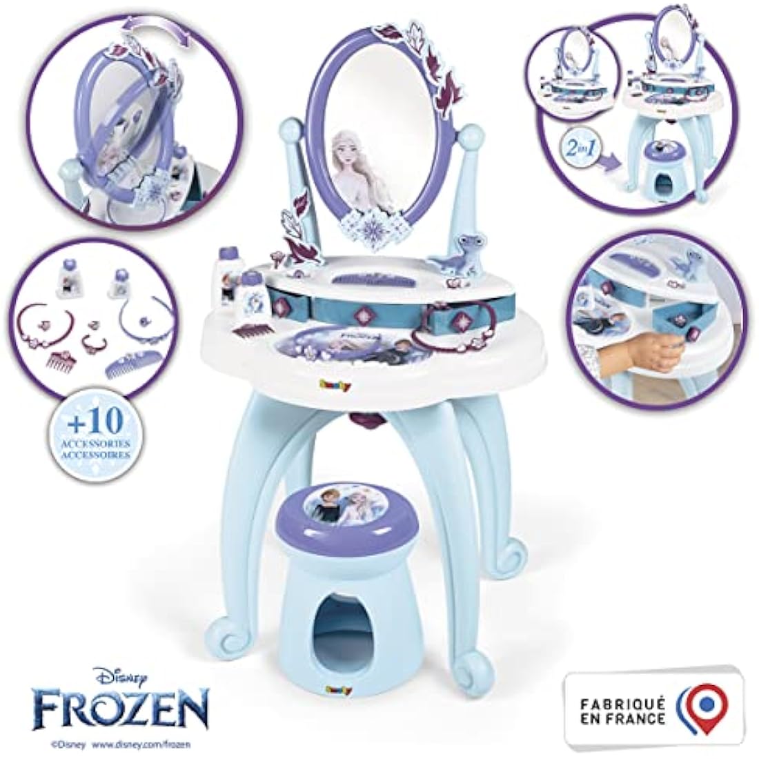 Smoby Disney Frozen 2-in-1 Hairdressing Table & Vanity with 10 Accessories