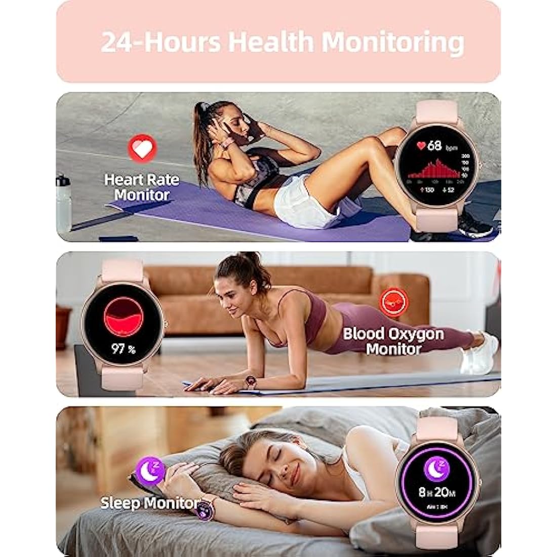 Parsonver Smart Watch for Women | Bluetooth Call & Fitness Tracker, Rose Gold