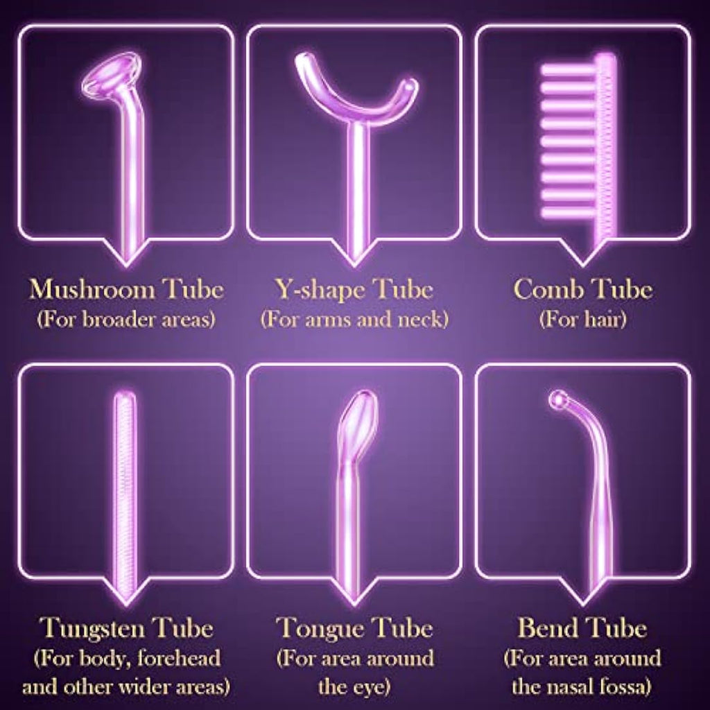 TUMAKOU 6-in-1 High Frequency Wand | Argon Purple Light Facial Machine