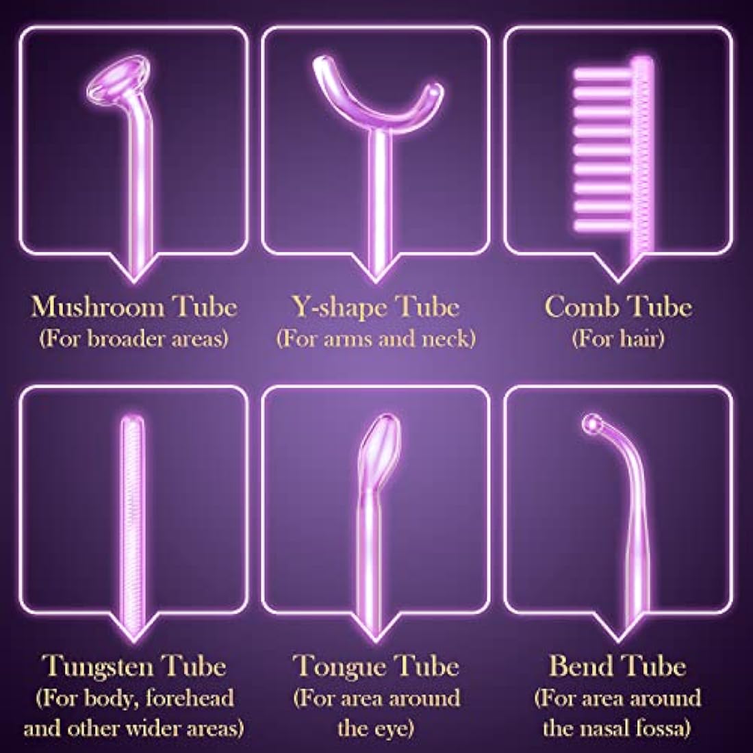 TUMAKOU 6-in-1 High Frequency Wand | Argon Purple Light Facial Machine